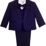 ليتو انجليس بدلة رسمية للاولاد الصغار، مجموعة من 5 قطع ملابس التعميد لحفلات الزفاف (بليزر، قميص، معطف، بنطلون، ربطة عنق فيونكة) عاجي/ابيض/اسود/ازرق ملكي