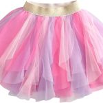 دي اكس تي او تنورة من التل بتصميم زهور قوس قزح للفتيات الصغيرات