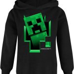 ماين كرافت سترة بقلنسوة للاولاد والاطفال بتصميم زاحف اسود من الداخل