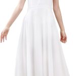 جورليا فستان ماكسي طويل من الشيفون برقبة مفتوحة واكمام مكشكشة بتصميم كلاسيكي انيق مناسب لحفلات الزفاف للبنات بعمر 10-16 سنة