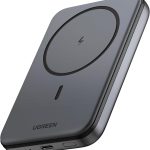 يوجرين باور بانك ماج سيف 10000mAh، شاحن محمول لاسلكي سريع الشحن، شحن سلكي PD 20W للهاتف المحمول، حزمة بطارية شاحن ماج سيف للايفون لسلسلة iPhone 12-16، Samsung رمادي