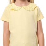 ار اند بي بلوزة سادة للبنات 125-0974KG074-4 بياقة بيتر بان واكمام قصيرة