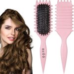 فرشاة تصفيف الشعر باونس كيرل ديفاين من اي سي في في - فرشاة شعر مجعد فاخرة، لفك تشابك الشعر الرطب والجاف، اداة اساسية لتشكيل وتجعيد الشعر (اللون: بينك)