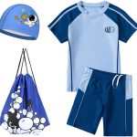 لوف بيوتي بدلة سباحة للاولاد من راش جارد بعامل حماية من الاشعة فوق البنفسجية 50+، طقم ملابس سباحة من 4 قطع للحماية من الشمس للاولاد بعمر 4-13 سنة