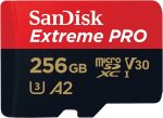 بطاقة اكستريم برو ميكرو اس دي UHS-I 256GB من سانديسك، تسجيل فيديو 4K UHD على الجوال وكاميرات الحركة والطائرات بدون طيار، سرعة قراءة وكتابة 200 و140 ميجابايت/ثانية، SDSQXAV 256G GN6MA، احمر/ اسود