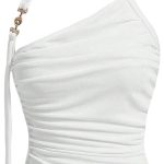 بلوزة نسائية مكشكشة غير متساوية بدون ظهر بدون اكمام للحفلات من جورجليتر