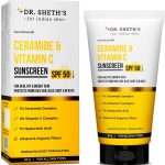 Dr. Sheth's Sunscreen SPF 50 Cream with Ceramide & Vitamin C for Oily, Sensitive, Dry Skin | For Intense Hydration | Non Greasy, Quick Absorbing | Zero White Cast | PA+++ | For Women & Men | 50g