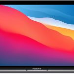 لابتوب Apple MacBook Air موديل 2020: شريحة Apple M1، وشاشة Retina مقاس 13 إنش، وذاكرة RAM سعة 8GB، وقرص SSD سعة 256GB، ولوحة مفاتيح بإضاءة خلفية. يعمل مع iPhone وiPad؛ بلون رمادي فلكي ; انكليزي