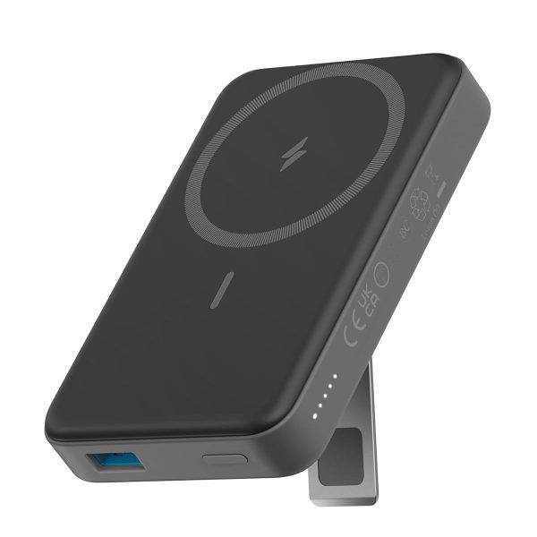 باور بانك مغناطيسي 633 من انكر (ماج جو)، شاحن لاسلكي مغناطيسي قابل للطي 10000mAh، توصيل طاقة USB نوع سي 20 واط لايفون 16/16 برو/ 16 برو ماكس، ايفون 15/14/13/12 (اسود)