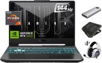 اسس لابتوب العاب تي يو اف 2024 A15 بشاشة FHD 15.6 انش 144Hz رايزن 7 7435HS ثماني النواة (افضل من i7-13620H) وبطاقة رسومات انفيديا RTX 3050 وRAM 32GB وSSD 2TB وSSD محمول 256GB وكيبورد RGB وRJ45 وكيبورد
