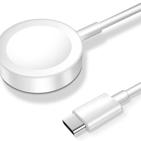اكس اي دبليو اكس اي كيبل شحن مغناطيسي لشاحن ساعة ابل، [منفذ USB C] كيبل شاحن لاسلكي متوافق مع سلسلة اي ووتش الترا 2/الترا/8/7/6/SE/SE2/5/4/3/2 [3.3 قدم/1 متر]، ابيض