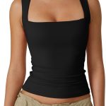 توب كات نسائي برقبة مربعة ومبطن ومزدوج، بلايز صيفية لطيفة بدون خياطة بقصة ضيقة بدون اكمام قميص عصري