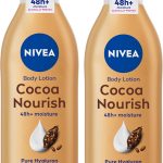 لوشن للجسم من نيفيا للبشرة الجافة، زبدة الكاكاو، عناية كاملة 5 في 1، ترطيب عميق 48 ساعة، 2 × 400 مل، عبوة من قطعتين