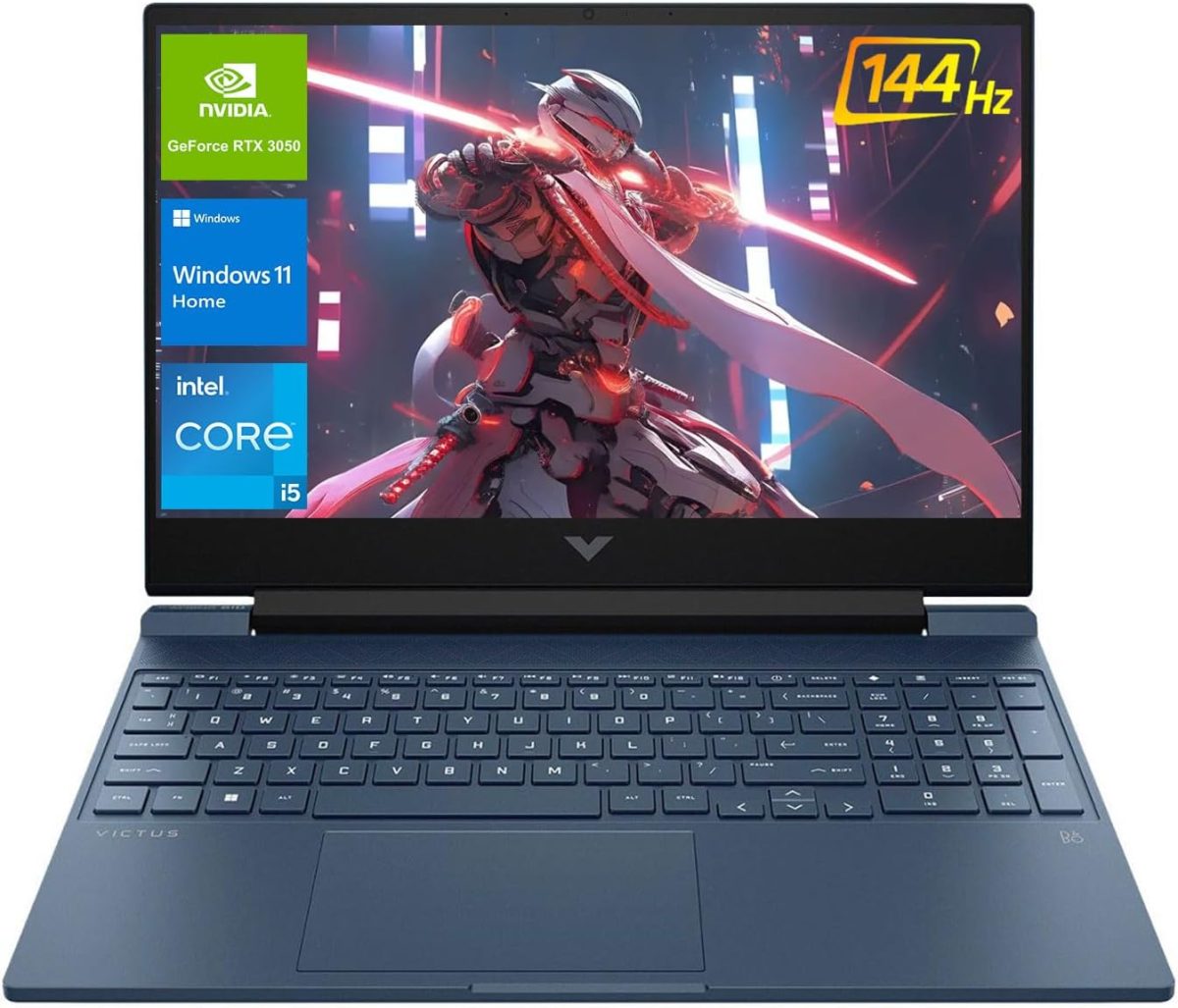 HP لابتوب العاب فيكتوس 15.6 i5 بشاشة FHD 15.6 انش 1920×1080 144Hz ومعالج انتل كور i5-12450H وبطاقة انفيديا جيفورس RTX 3050 وذاكرة RAM 32GB وSSD 1TB وكيبورد باضاءة خلفية ولوحة لمس وقارئ بطاقات SD