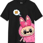 تي شيرت نسائي من يو ستريت هاي لابوبو برسومات كرتونية من القطن 100% باكمام قصيرة ورقبة دائرية جيد التهوية مطبوع عليه حروف لطيفة Gsm-190