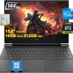 HP لابتوب العاب فيكتوس بشاشة FHD IPS 15.6 انش 144Hz ومعالج انتل ثماني النواة i5-13420H (>i7-12650H) وDDR4 16GB وSSD 512GB وبطاقة جيفورس RTX 4050 6GB واضاءة خلفية USB-C وشحن سريع وويندوز 11 برو وملحقات