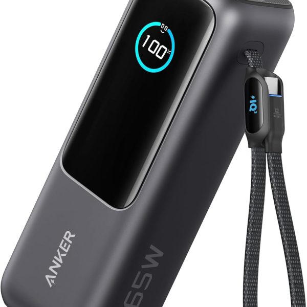 انكر باور بانك من زولو (25 كلفن، 165 واط، USB نوع سي مدمج وكابل قابل للسحب)