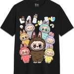 تي شيرت يو ستريت لابوبو جروب للنساء - شخصيات ارنب كرتونية لطيفة | قطن 100% برقبة دائرية واكمام قصيرة جيدة التهوية