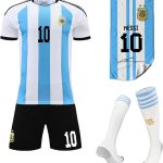 طقم جيرسي لكرة القدم ميسي للاطفال الاولاد والبنات # 10 الارجنتين لكرة القدم مجموعة شورت تدريب ميامي للشباب مع منشفة