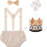 ويلروج طقم ملابس تحطيم كيك عيد الميلاد الاول للاولاد الصغار مع ربطة عنق وحمالات وسروال وقبعة عيد الميلاد بلون ذهبي لامع