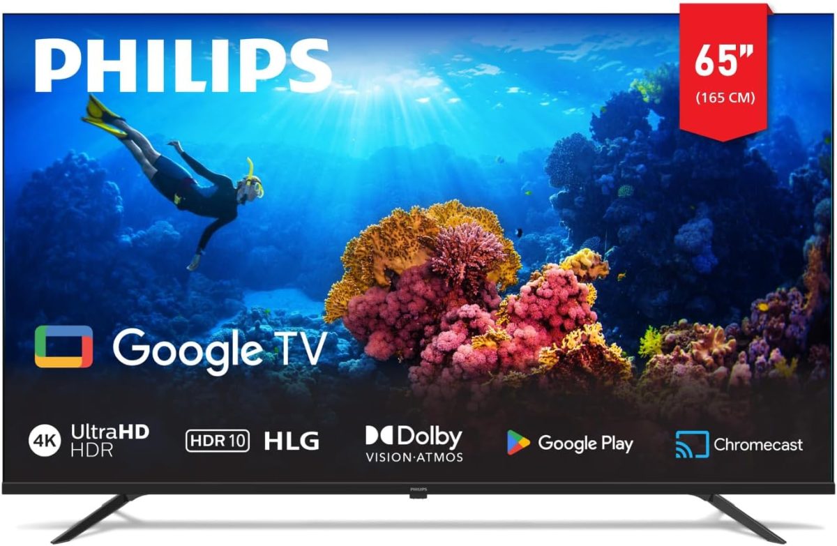 فيليبس تلفزيون جوجل الذكي 65 بوصة 4K سلسلة 7100 65PUT7129/56، دولبي فيجن + HDR 10، مساعد صوت جوجل، يوتيوب، نتفليكس، شاهد، موديل 2024، ضمان لمدة عام