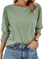 Sthxyfaith Womens Tops 3/4 Length Sleeve Shirts for Women Summer Teacher Outfits Fashion Trendy blouses for women dressy casual