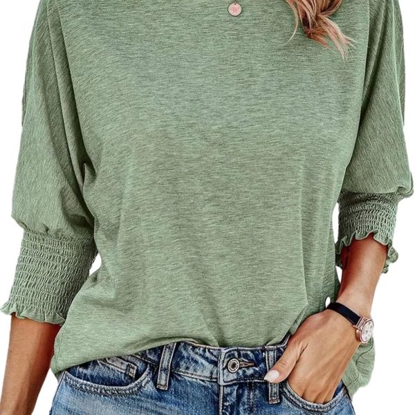 Sthxyfaith Womens Tops 3/4 Length Sleeve Shirts for Women Summer Teacher Outfits Fashion Trendy blouses for women dressy casual