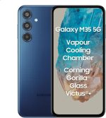 سامسونج جوال جالكسي M35 5G (ازرق مون لايت، ذاكرة RAM 6GB، تخزين 128GB) | زجاج غوريلا كورنينج فيكتوس+| درجة انتوتو 595K + | غرفة تبريد بخار | بطارية 6000mAh | شاشة سوبر اموليد 120Hz | بدون شاحن