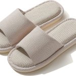 جيجي شبشب للنساء والرجال، شبشب كتان مفتوح عند الاصابع، صنادل صيفية للاستخدام الداخلي والخارجي وغرفة النوم