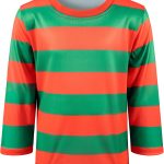 قميص تنكري للاطفال الاولاد والبنات باكمام قصيرة مخطط للهالوين من سن 3-12 سنة