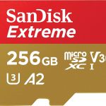 بطاقة microSD اكستريم UHS-I سعة 256GB من سانديسك، تسجيل فيديو 4K UHD على الجوال وكاميرات الحركة والطائرات بدون طيار، سرعة قراءة وكتابة 190 و130 ميجابايت/ثانية، SDSQXAV 256G GN6MN، احمر/ ذهبي