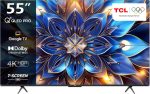 TCL تلفزيون جوجل الذكي QLED برو 55 بوصة 4K بتقنية كوانتوم دوت، دولبي فيجن- اتموس، HDR 10+ جيم ماستر، تصميم نحيف - 55T7B (موديل 2024)