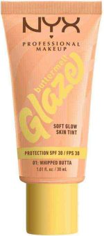 NYX Professional Makeup Buttermelt Glaze Soft Glow Skin Tint + SPF/FPS 30, Foundation, 12h Wear, Whipped Butta