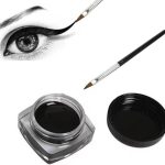 مجموعة اقلام تحديد عيون جل سوداء 2 في 1، مقاومة للماء والتلطخ وتدوم طويلا مع فرشاة مكياج