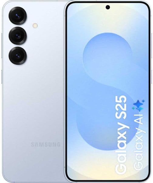 سامسونج جوال جالكسي S25 SM-S931B ثنائي شرائح الاتصال بذاكرة روم 128GB وذاكرة RAM 12GB (جي اس ام فقط | بدون سي دي ام ايه) هاتف ذكي 5G مفتوح من المصنع (ازرق ثلجي) - اصدار عالمي