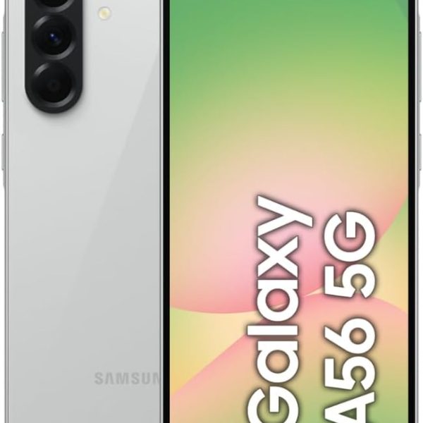 سامسونج هاتف ذكي جالكسي ايه 56 الجيل الخامس 5G، ذاكرة تخزين 256GB، ذاكرة RAM 12GB، رمادي فاتح، 6 تحديثات لنظام التشغيل، شاشة كبيرة، عمر بطارية طويل (اصدار الامارات) [حصري من امازون]