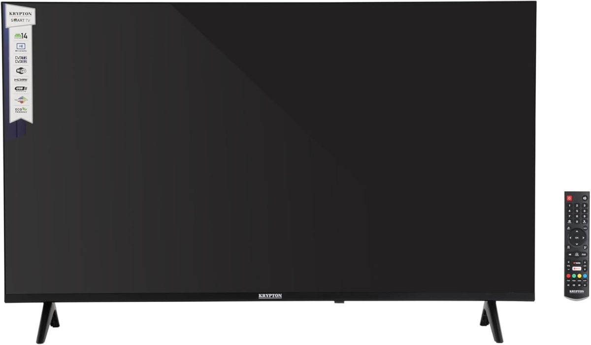 تلفزيون LED ذكي 40 بوصة FHD بدون اطار مع حامل ريموت كنترول | اندرويد 14، دقة FHD | HDMI، USB، اتصال بصري، تصميم صديق للبيئة، ميزات ذكية مع نتفليكس ويوتيوب والمزيد | KLED4025TSH