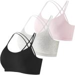 حمالة صدر رياضية بدون اكمام للبنات المراهقات من ازوني، حمالة صدر رياضية بدون خياطة مبطنة بالقطن للشباب من 8-10 سنوات