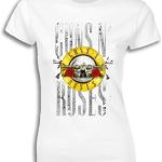 Ay Cabron™ G... And Roses | Rock Band | Guns n' R... شعار بحروف كبيرة | تي شيرت قطني لفرقة الموسيقى للنساء