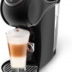 ماكينة تحضير القهوة جينيو اس بلس تعمل بكبسولات القهوة من نسكافيه دولتشي جوستو من ديلونجي، لتحضير قهوة اسبريسو كابتشينو لاتيه، لون اسود، EDG315.B