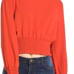 التنقيط بلوزة كاجوال منسوجة سموكد للنساء