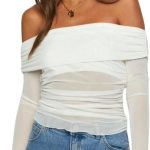 بلوزة شبكية بدون اكتاف للنساء للحفلات