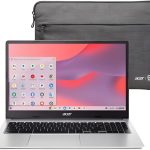 ايسر لابتوب كروم بوك 315 بشاشة 15.6 انش HD ومعالج انتل بنتيوم N6000 4GB LPDDR4X 128GB eMMC مع حافظة واقية - فضي