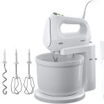 مضرب بيض يدوي مالتي ميكس 2 في 1 بحامل عمودي 400 واط، موديل HM1070 WH، ابيض