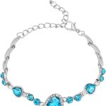 سوار بيوتي سي زد الازرق بتعليقة على شكل قلب من يلو تشايمز مزين للنساء والفتيات. مثالية كهدية., Adjustable