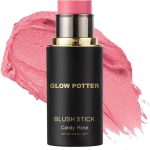 قلم بلشر كريمي عضوي من جلو بوتر، خفيف الوزن وسهل المزج، يعزز الترطيب متعدد الاستخدامات للخدود والشفاه والعينين بلمسة نهائية طبيعية تدوم طويلا (كاندي روز، 0.28 اونصة/8 غرام، عبوة من قطعة واحدة)