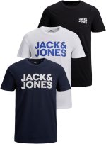 JACK & JONES mens 3-pack Logo T-Shirt (pack of 3)