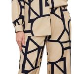 بولي كلوز طقم تونيك نسائي من القطن بقبة قميص مطبوع عليه زهور مع بنطلون / طقم حبل قطني للنساء