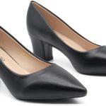 حذاء بكعب عالي للنساء | مغلق عند الاصابع، حذاء رسمي سهل الارتداء للبنات والسيدات | حذاء بكعب عالي عصري غير لامع لحفلات العروس وحفلات الزفاف