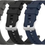 تي تيرسيلي طقم سوار ساعة من السيليكون مع وظيفة مقاومة للماء، 22 ملم متوافق مع هواوي GT3 برو/GT3/GT2 برو/GT2 46 ملم وسامسونج ووتش 3 - عبوة من 3 قطع (اسود / ازرق ان / رمادي)